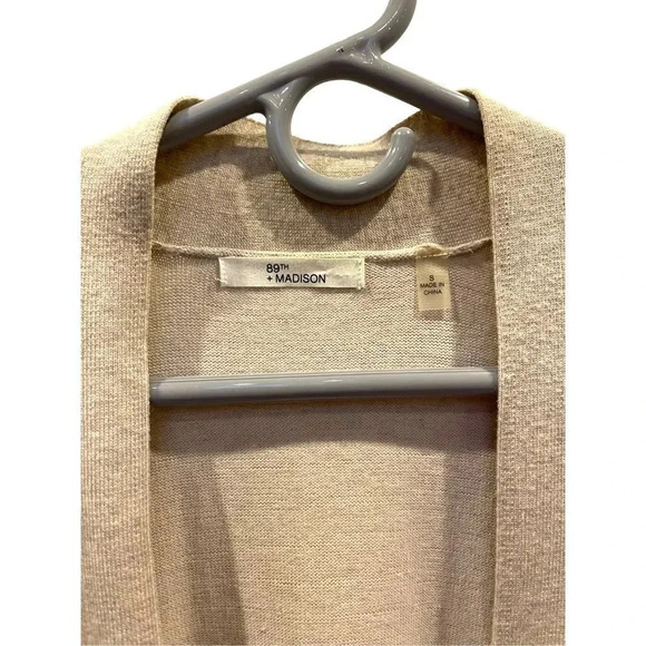 89th + Madison Women’s Small Open Front Beige Duster Cardigan‎ - Picture 2 of 3